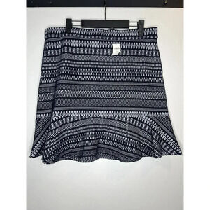 Banana Republic Pencil Skirt Midi Blue Ruffle Flare Womens 14 Tribal Print NWT